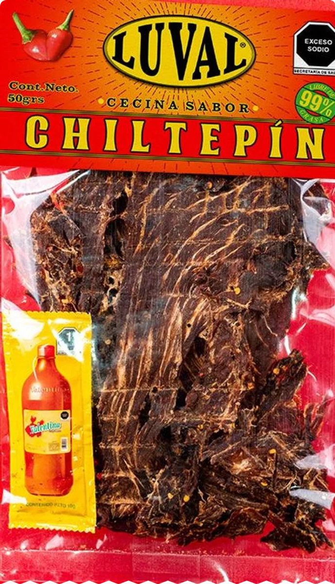 Empaque de cecina sabor Chiltepín, 50 g